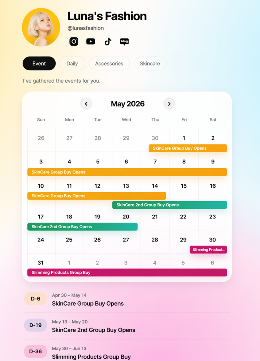Event calendar